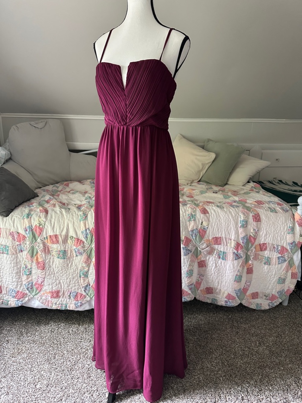 Lulu's Berry Spaghetti-Strap Maxi Dress